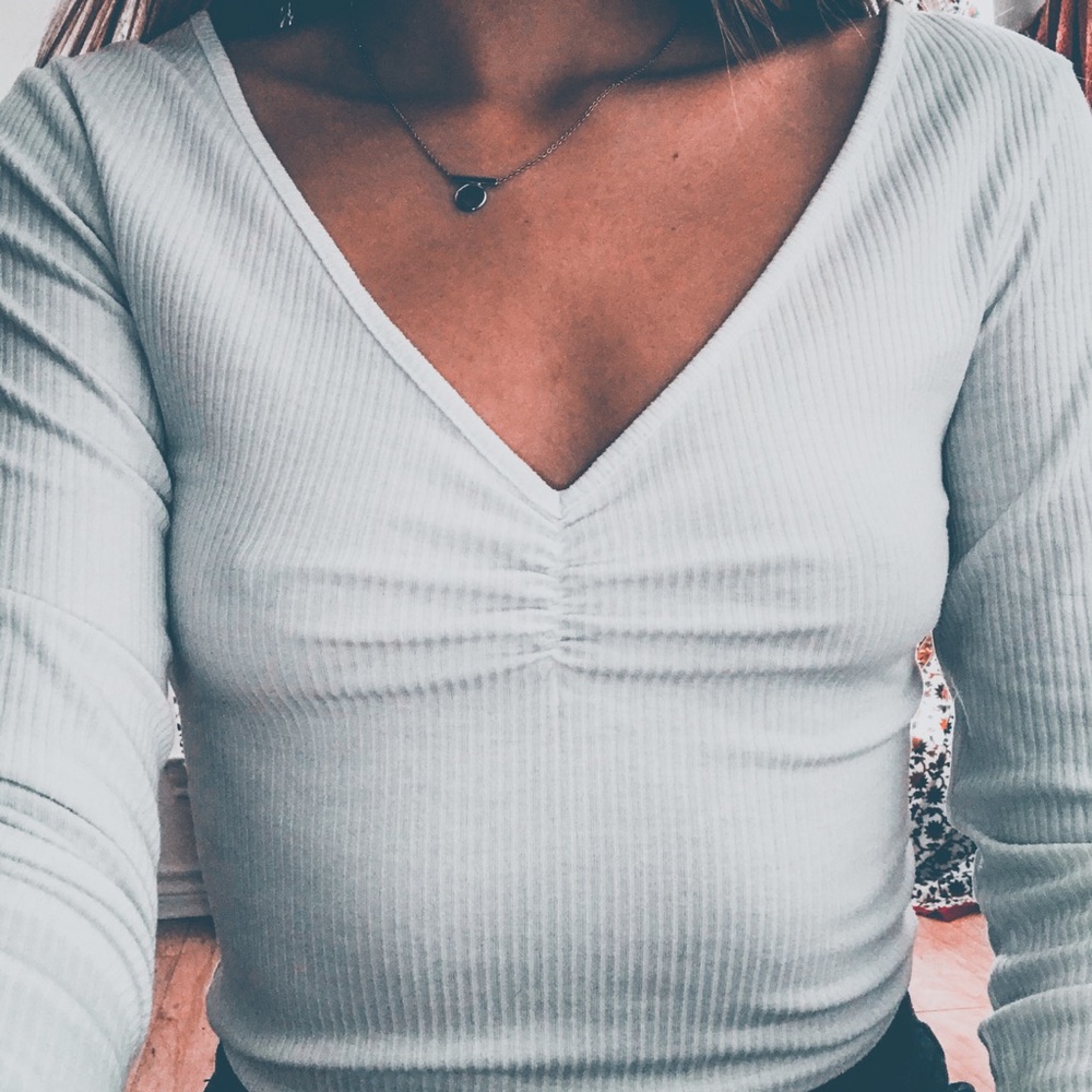 Pacsun basics cropped white long sleeve tee